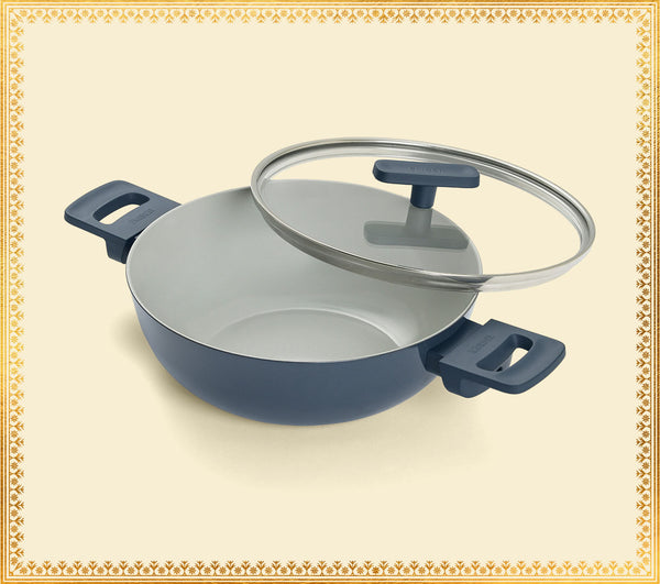 Kadai 24cm with glass lid - Nilgiri Blue