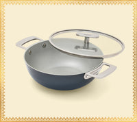 Kadai 24cm with glass lid - Nilgiri Blue