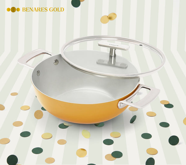 Kadai 24cm with glass lid - Benares Gold