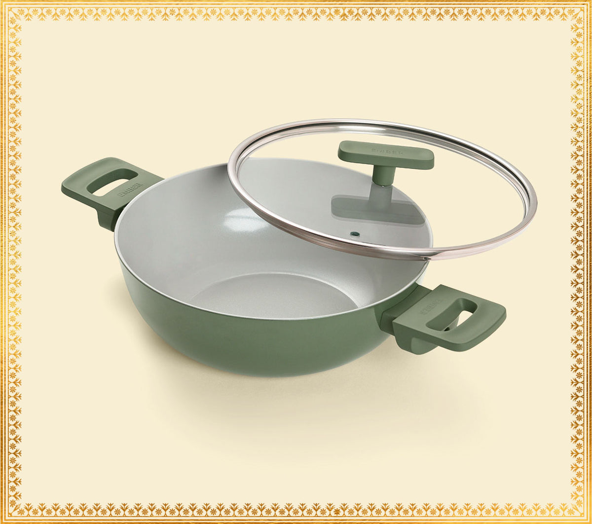 Kadai 24cm with glass lid - Coorg Green