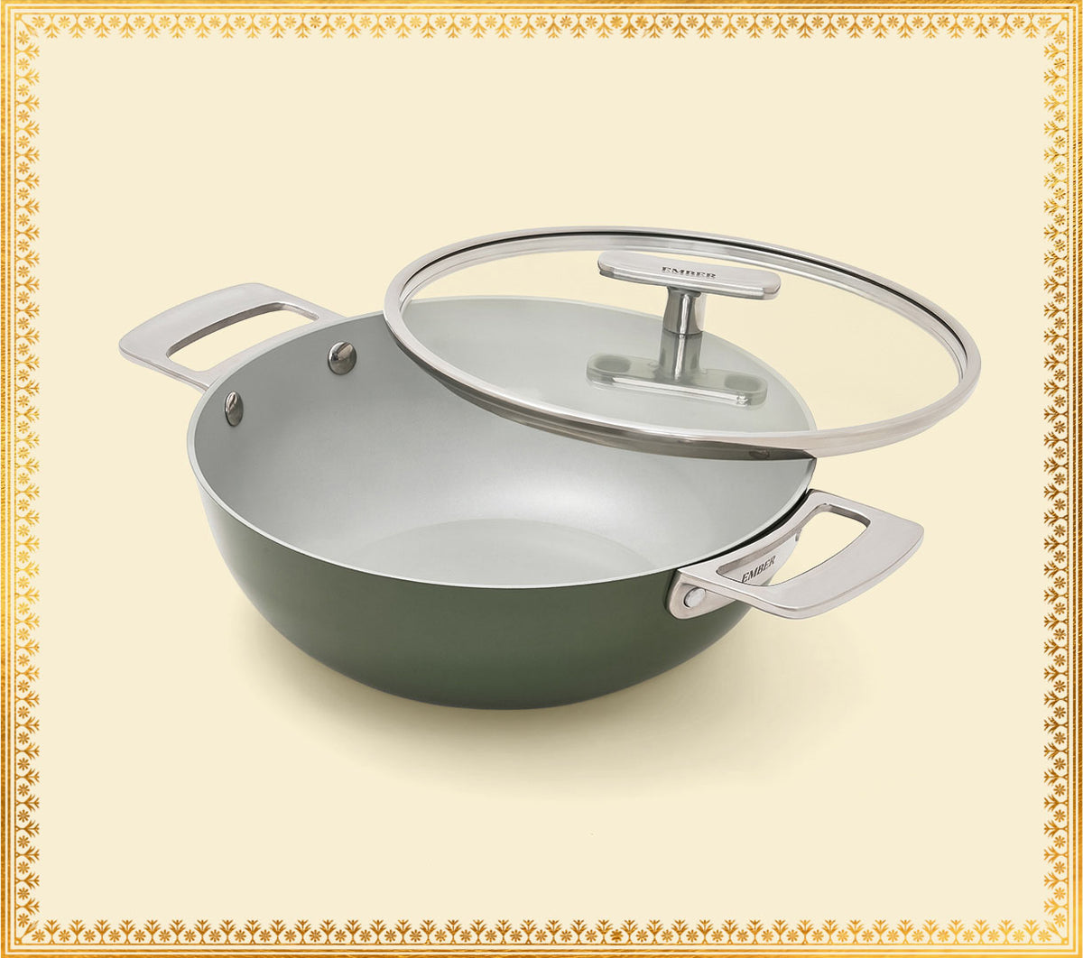 Kadai 24cm with glass lid - Coorg Green