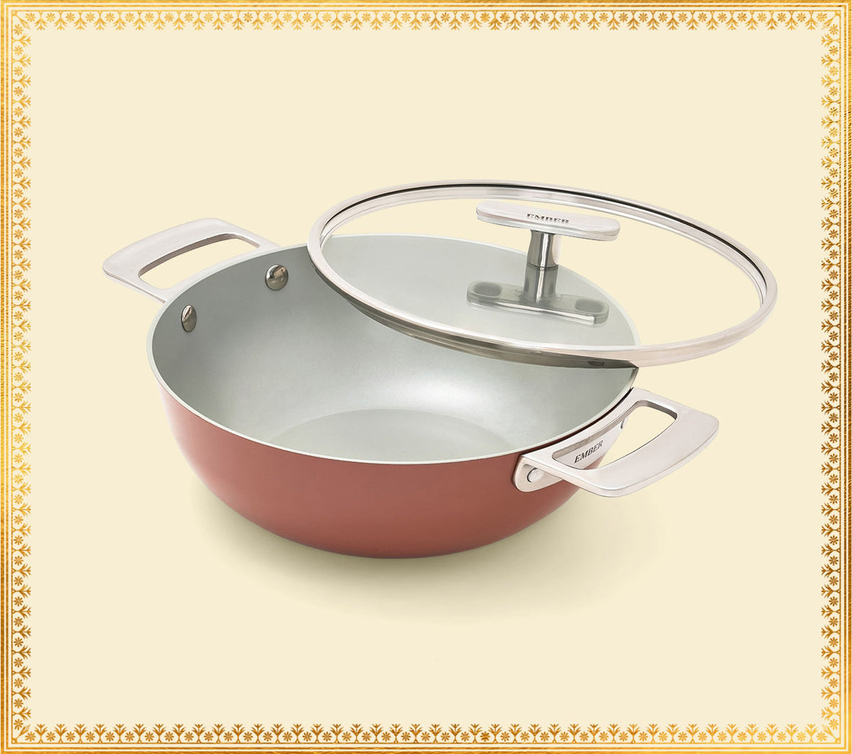 Kadai 24cm with glass lid - Jaipur Terracotta