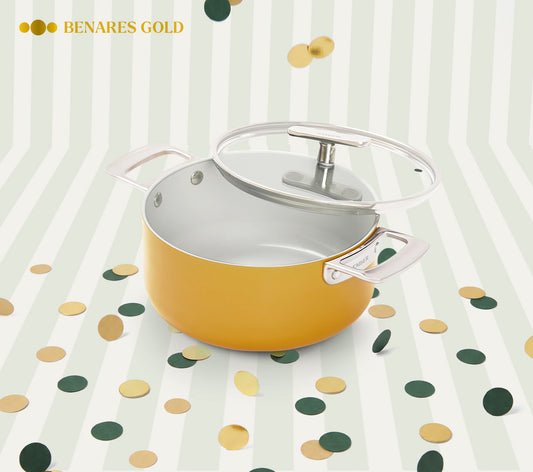 Mini Dutch Oven 20cm with glass lid - Benares Gold