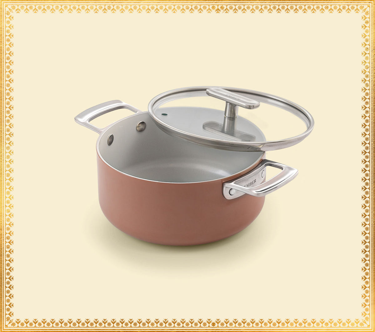 Mini Dutch Oven 20cm with glass lid - Jaipur Terracotta