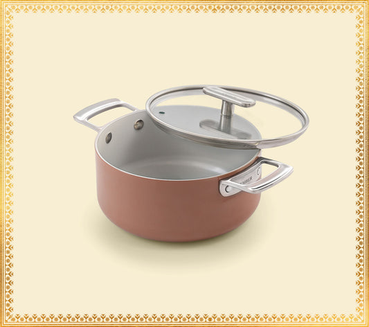 Mini Dutch Oven 20cm with glass lid - Jaipur Terracotta