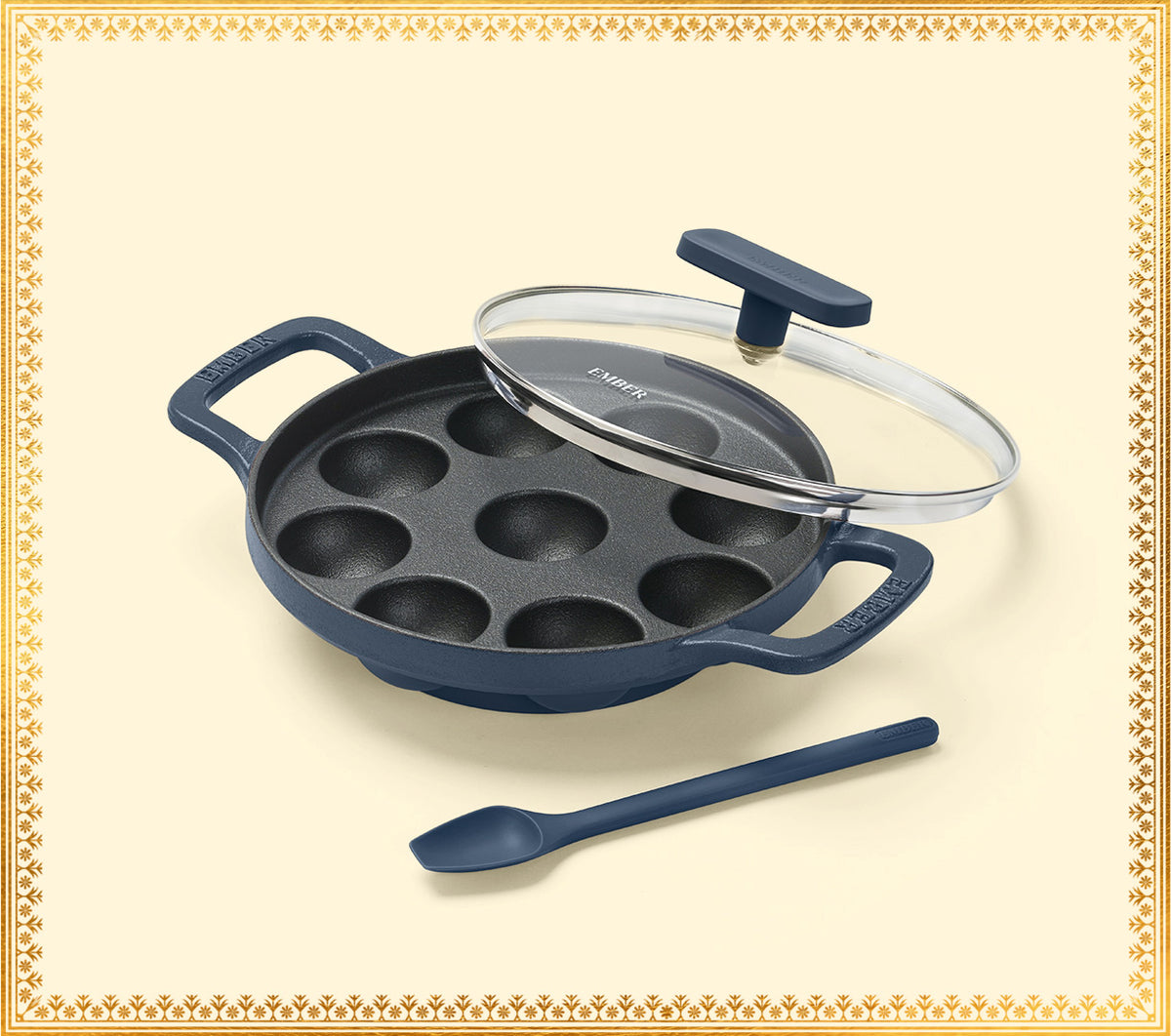 Ember Pre-Seasoned Cast Iron Appe Pan (20 cm) - Nilgiri Blue
