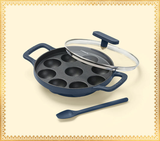 Ember Pre-Seasoned Cast Iron Appe Pan (20 cm) - Nilgiri Blue