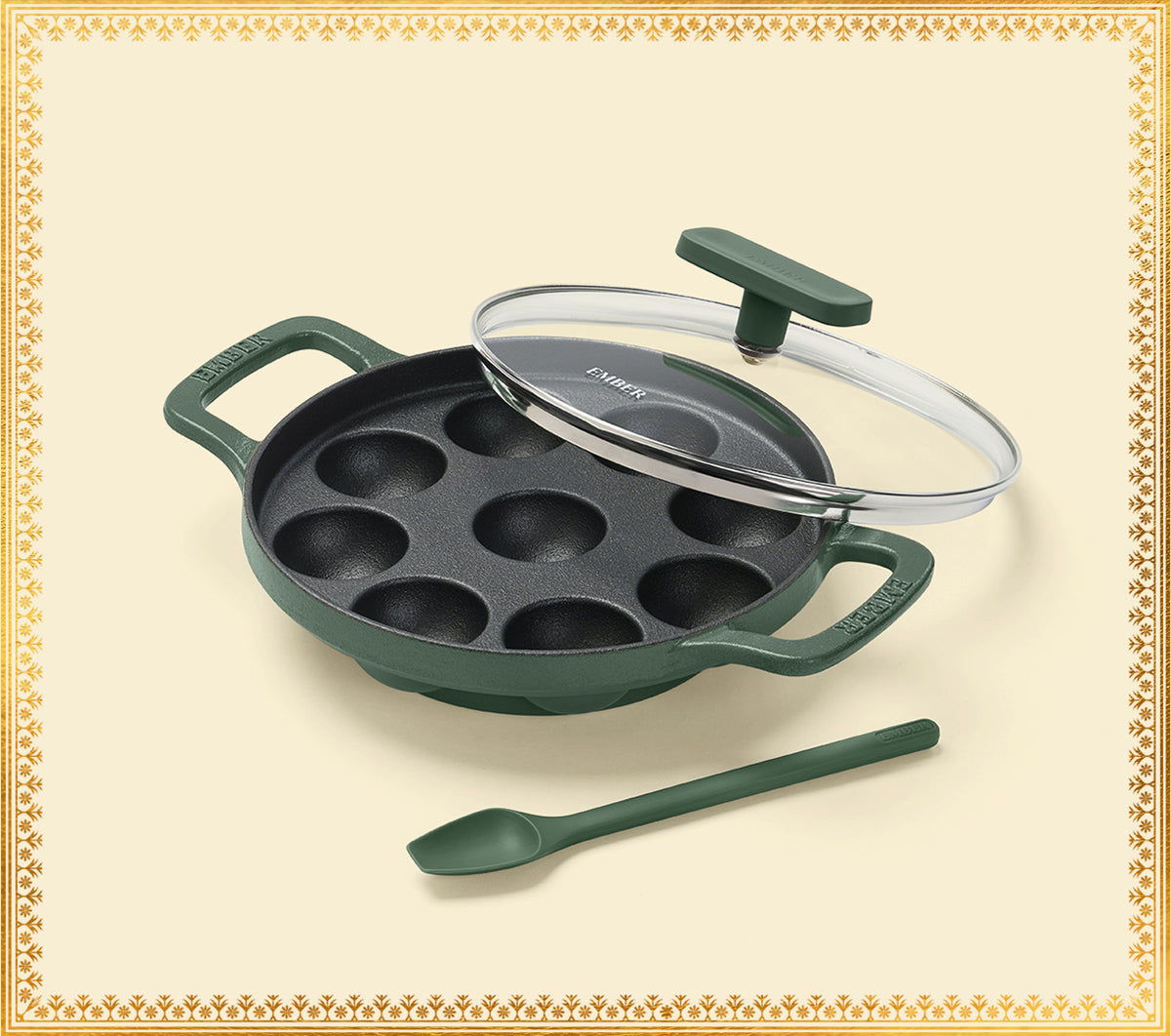 Ember Pre-Seasoned Cast Iron Appe Pan (20 cm) - Coorg Green