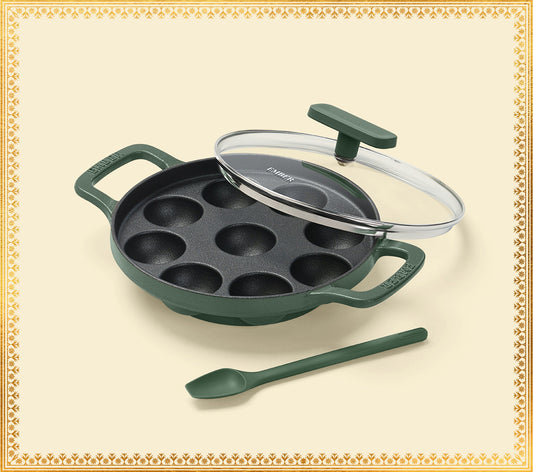 Ember Pre-Seasoned Cast Iron Appe Pan (20 cm) - Coorg Green