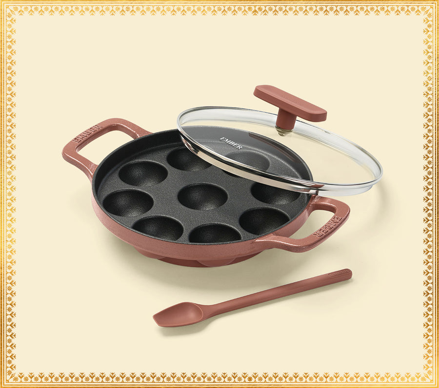 Ember Pre-Seasoned Cast Iron Appe Pan (20 cm) - Jaipur Terracotta