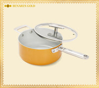 Saucepan with glass lid 20cm - Benares Gold
