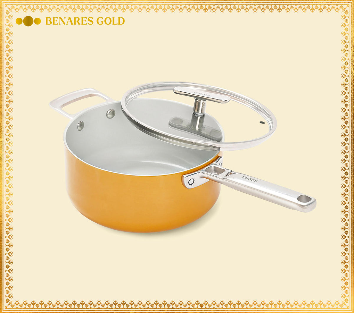 Saucepan with glass lid 20cm - Benares Gold