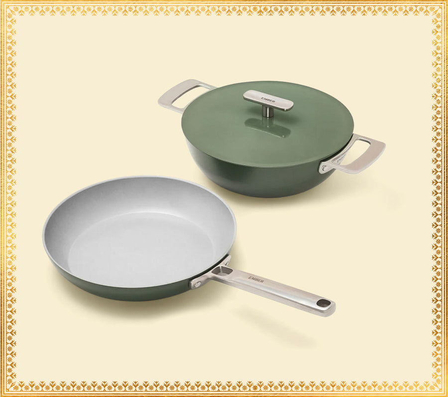 Ember Frypan + Kadai Duo - Coorg Green