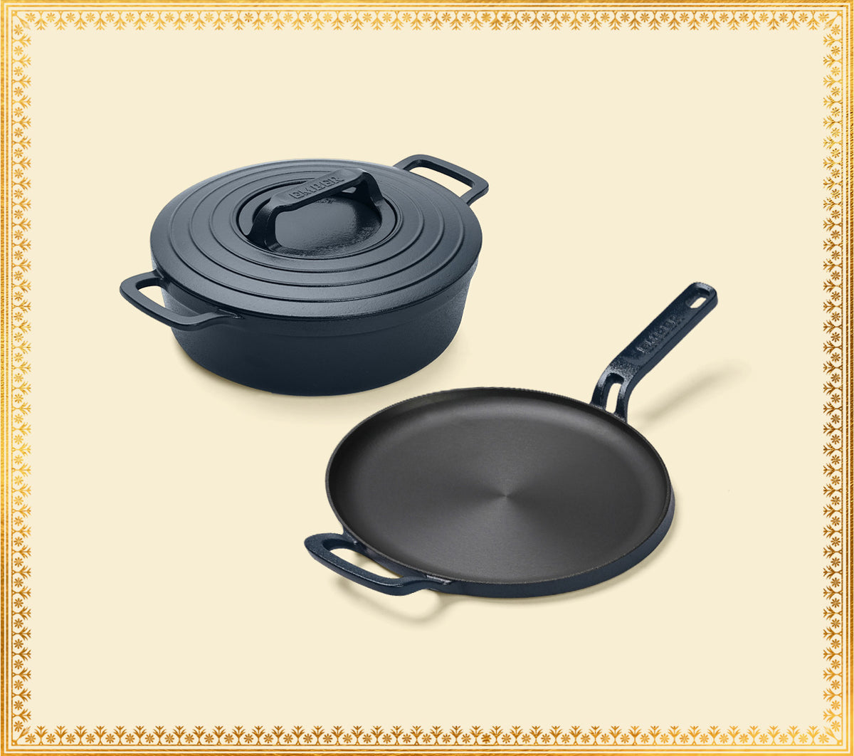 Pre-seasoned Cast Iron Duo - Nilgiri Blue