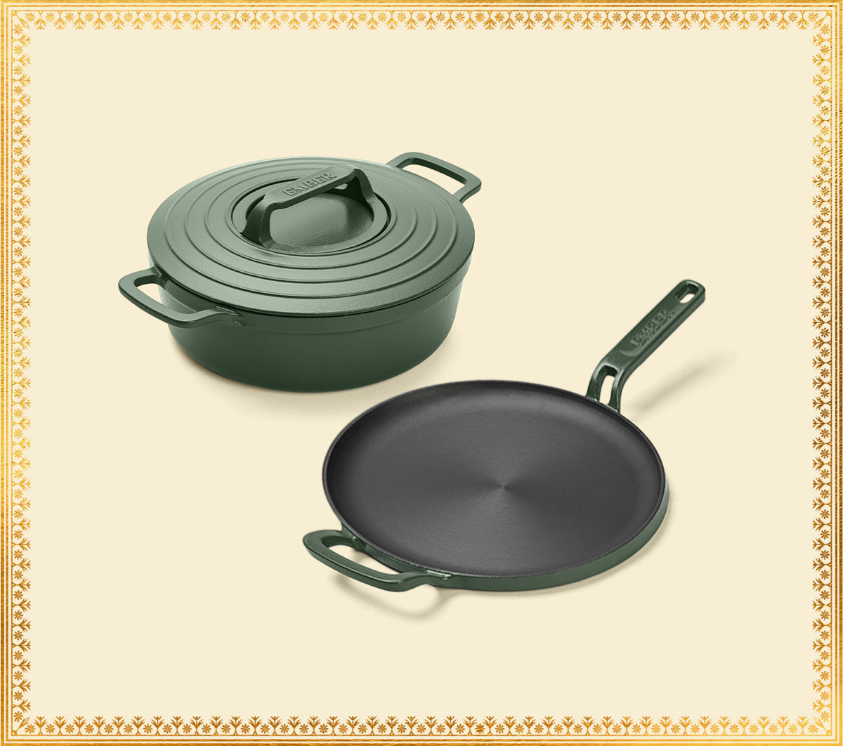 Pre-seasoned Cast Iron Duo - Coorg Green