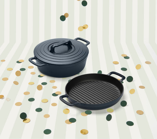 Pre-seasoned Cast Iron Duo - Nilgiri Blue