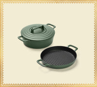 Pre-seasoned Cast Iron Duo - Coorg Green