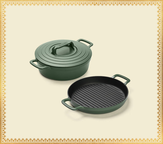 Pre-seasoned Cast Iron Duo - Coorg Green
