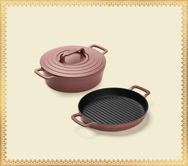 Pre-seasoned Cast Iron Duo - Jaipur Terracotta