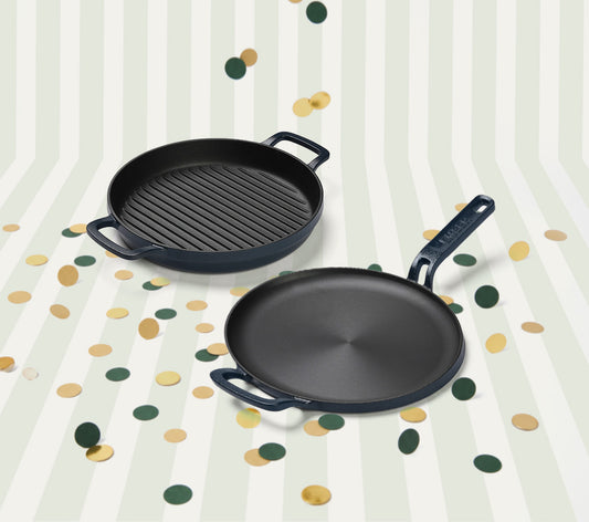 Pre-seasoned Cast Iron Duo - Nilgiri Blue