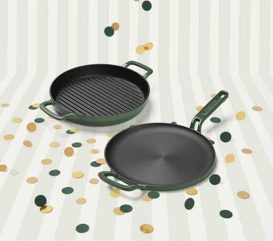 Pre-seasoned Cast Iron Duo - Coorg Green