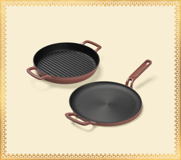 Pre-seasoned Cast Iron Duo - Jaipur Terracotta