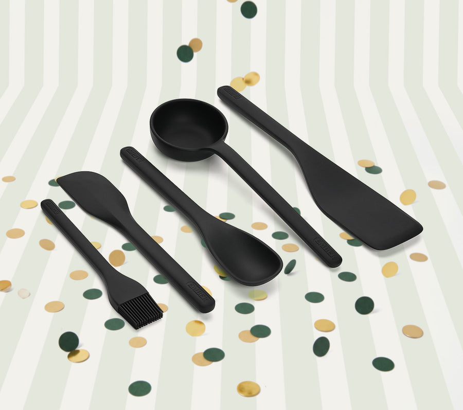 Set of 5 (Ladle, Brush, Flip, Stir, Scrape) - Black