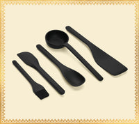 Set of 5 (Ladle, Brush, Flip, Stir, Scrape) - Black