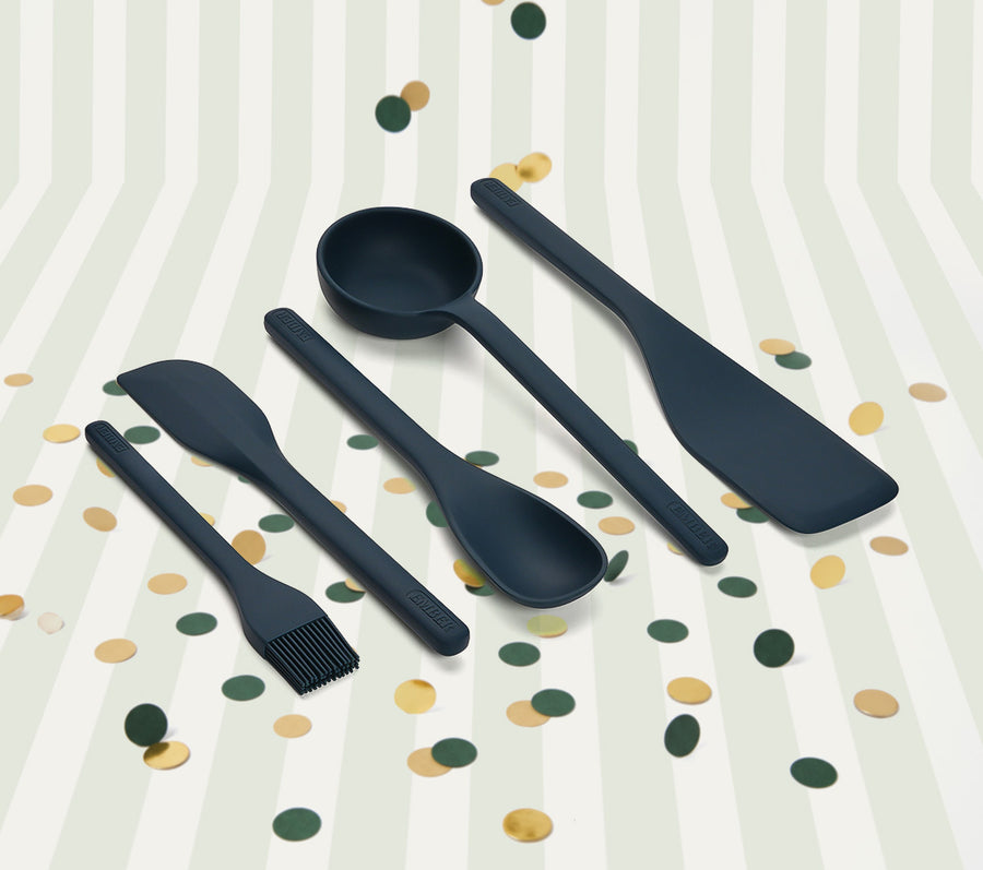 Set of 5 (Ladle, Brush, Flip, Stir, Scrape) - Nilgiri Blue