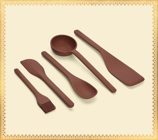 Set of 5 (Ladle, Brush, Flip, Stir, Scrape) - Jaipur Terracotta