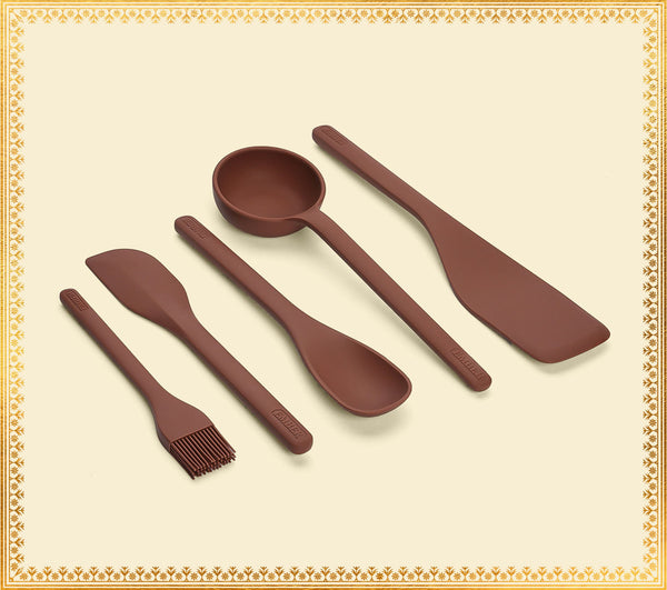Set of 5 (Ladle, Brush, Flip, Stir, Scrape) - Jaipur Terracotta