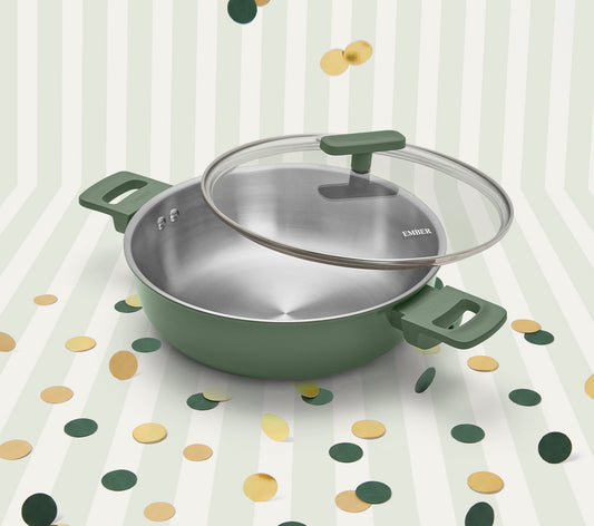 Ember Stainless Steel Kadai - Coorg Green
