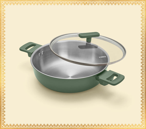 Ember Stainless Steel Kadai - Coorg Green