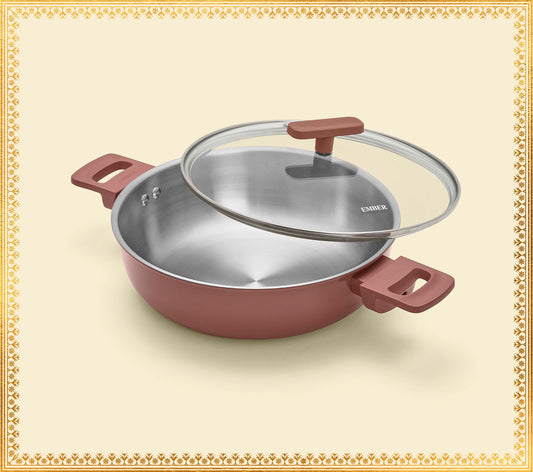 Ember Stainless Steel Kadai - Jaipur Terracotta