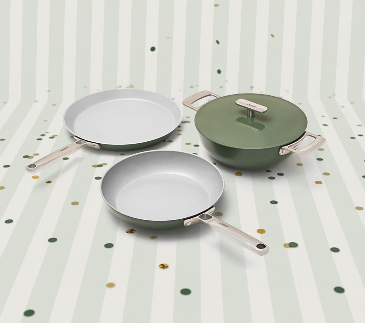 Everyday Cookware Trio (with storage) - Coorg Green