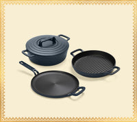 Pre-Seasoned Cast Iron Trio - Nilgiri Blue