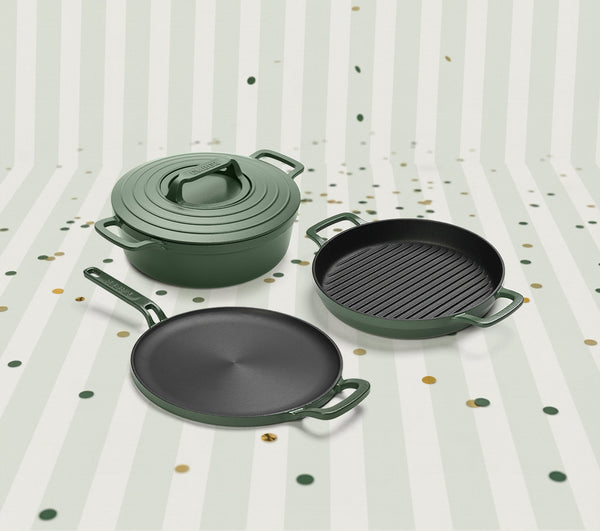 Pre-Seasoned Cast Iron Trio - Coorg Green