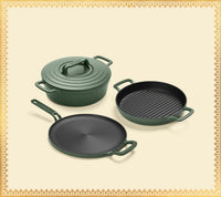Pre-Seasoned Cast Iron Trio - Coorg Green