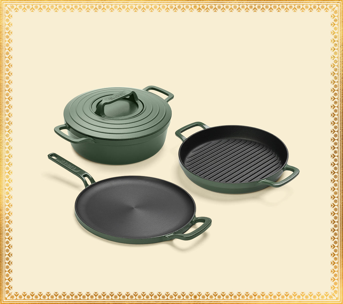 Pre-Seasoned Cast Iron Trio - Coorg Green