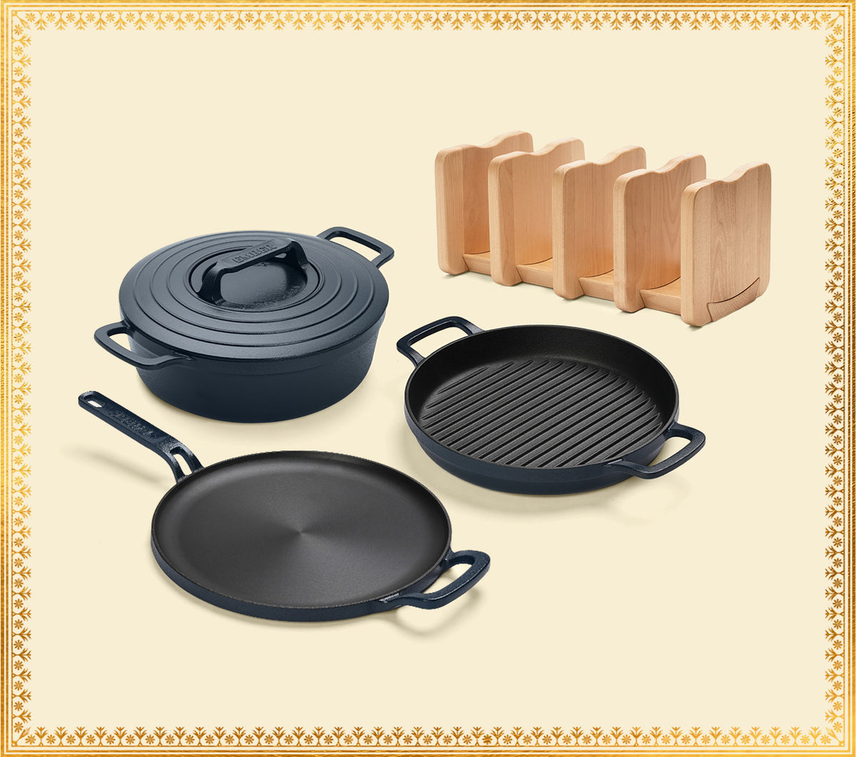 Cast Iron Trio with Storage - Nilgiri Blue