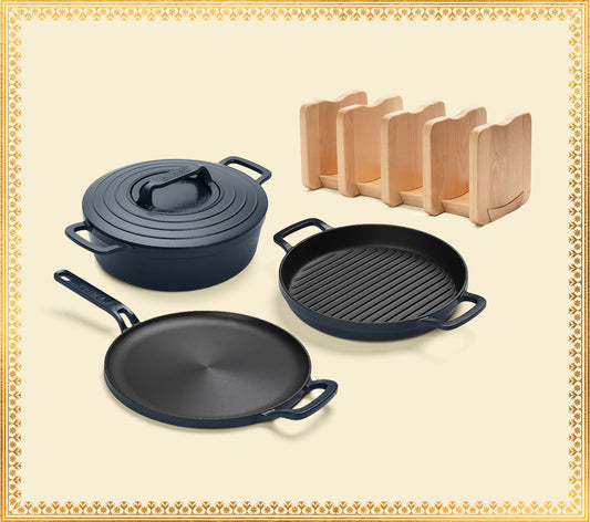 Cast Iron Trio with Storage - Nilgiri Blue
