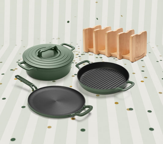 Cast Iron Trio with Storage - Coorg Green