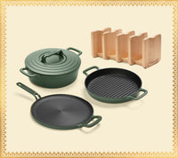 Cast Iron Trio with Storage - Coorg Green
