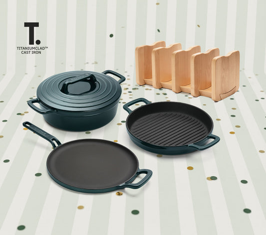 Cast Iron Trio with Storage - Teal