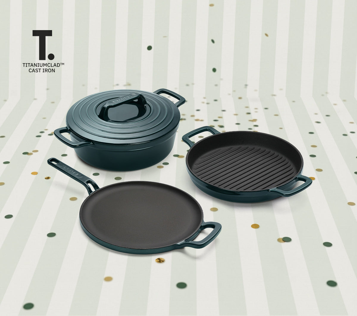 TitaniumClad™ Cast Iron Trio - Teal