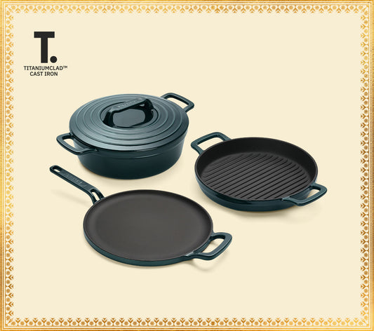 TitaniumClad™ Cast Iron Trio - Teal