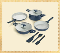 Complete Cookware Set (4-Piece) with glass lid - Nilgiri Blue