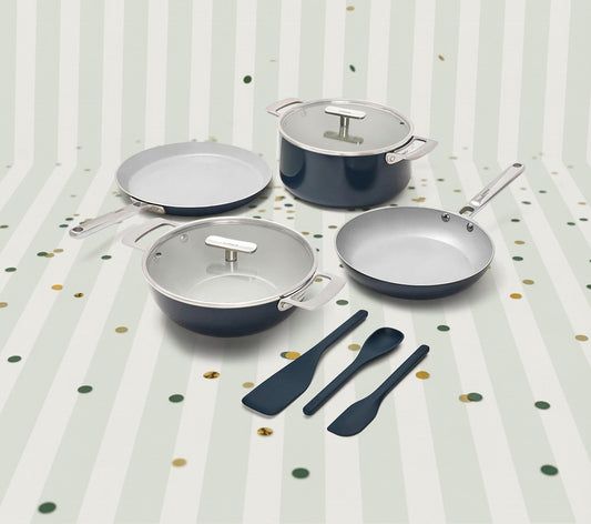 Complete Cookware Set (4-Piece) with glass lid - Nilgiri Blue