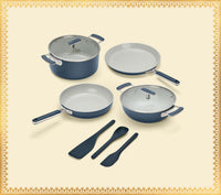 Complete Cookware Set (4-Piece) with glass lid - Nilgiri Blue