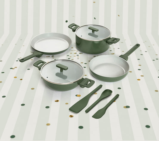 Complete Cookware Set (4-Piece) with glass lid - Coorg Green